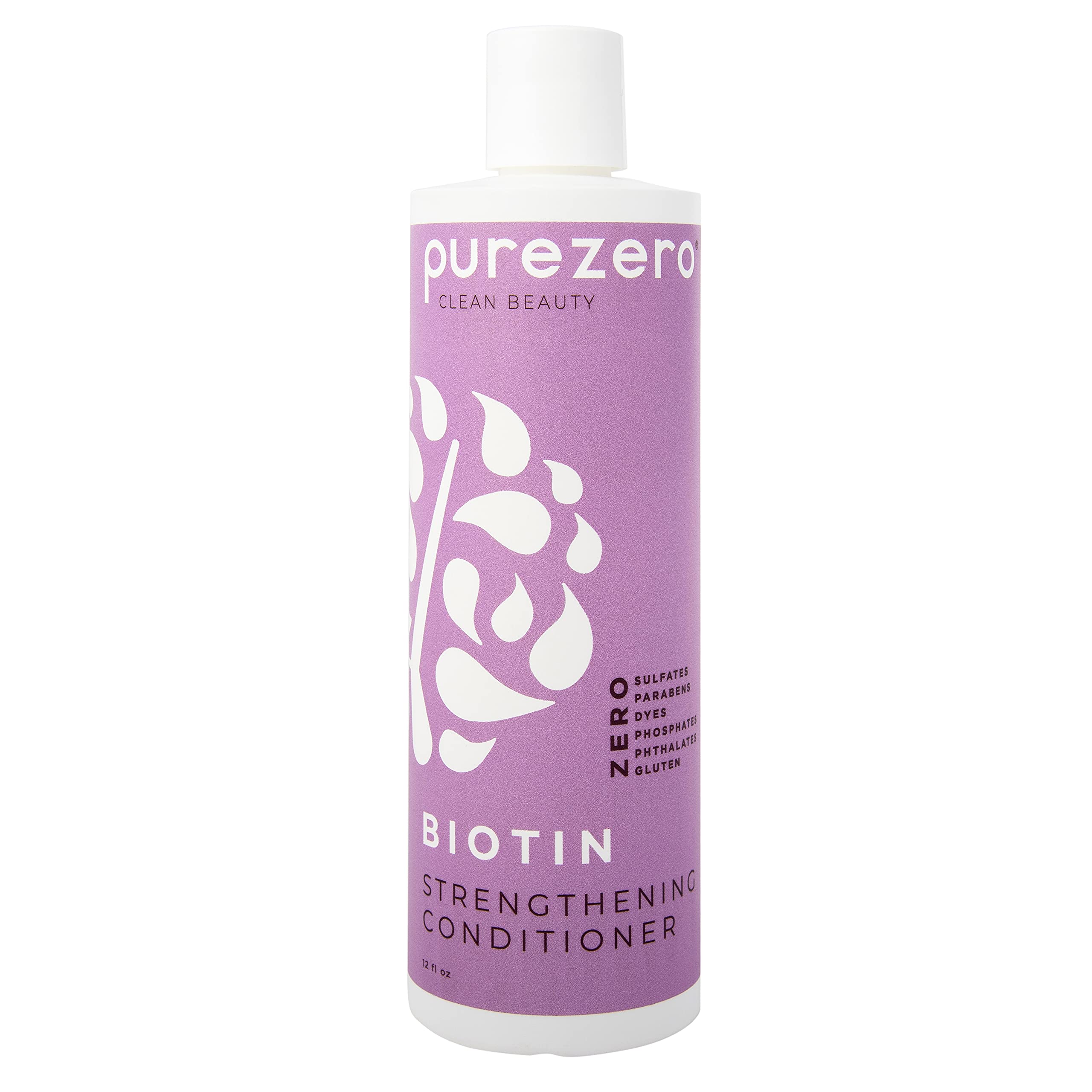 Purezero Biotin Conditioner - 12 Fl Ounces - Anti Thinning Formula - Volumizing, Thicker, Fuller Hair - Zero Sulfates, Parabens, Dyes, Gluten - 100% Vegan & Cruelty Free - Great for Color Treated Hair